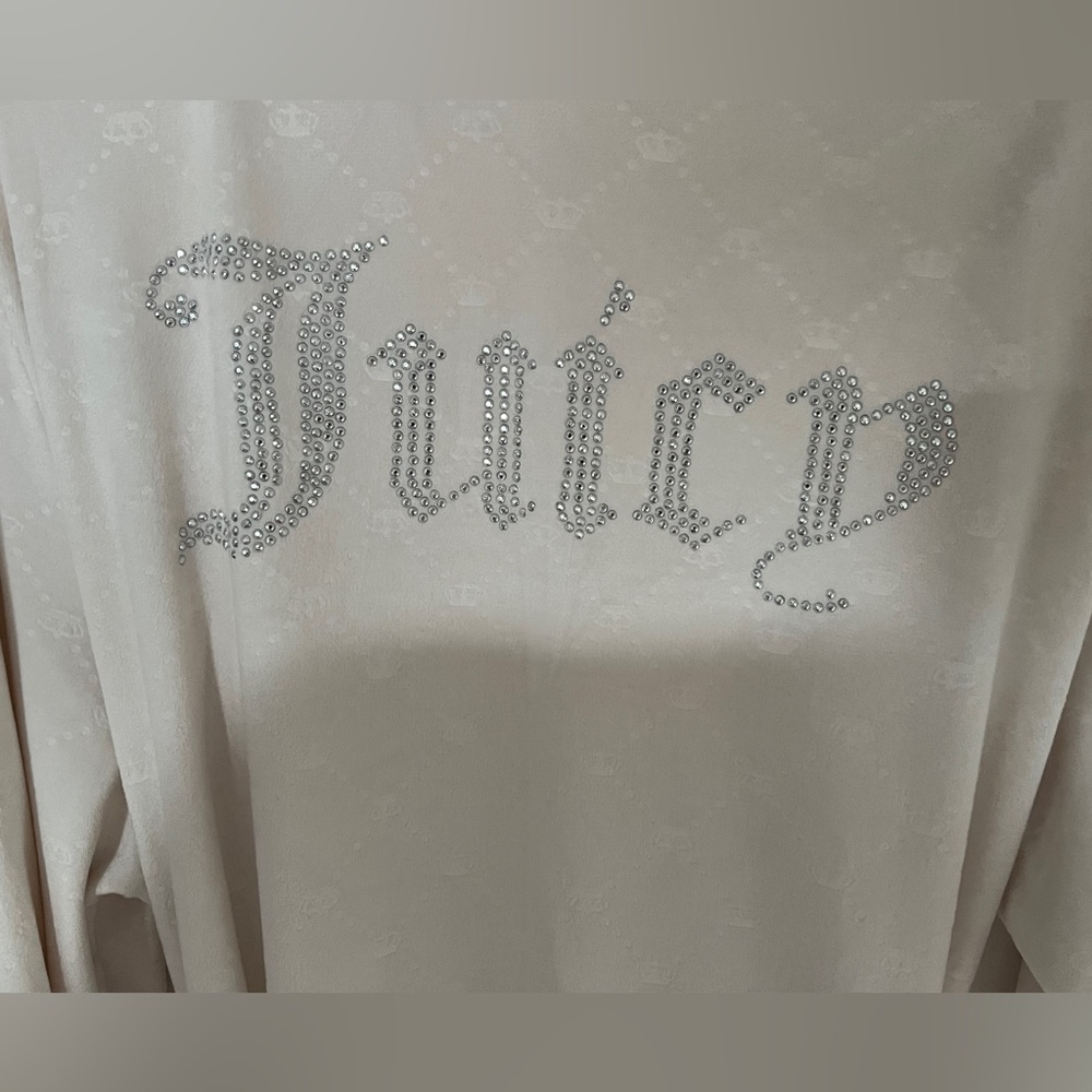 Juicy Couture Cream Robe with Silver Rhinestone Logo